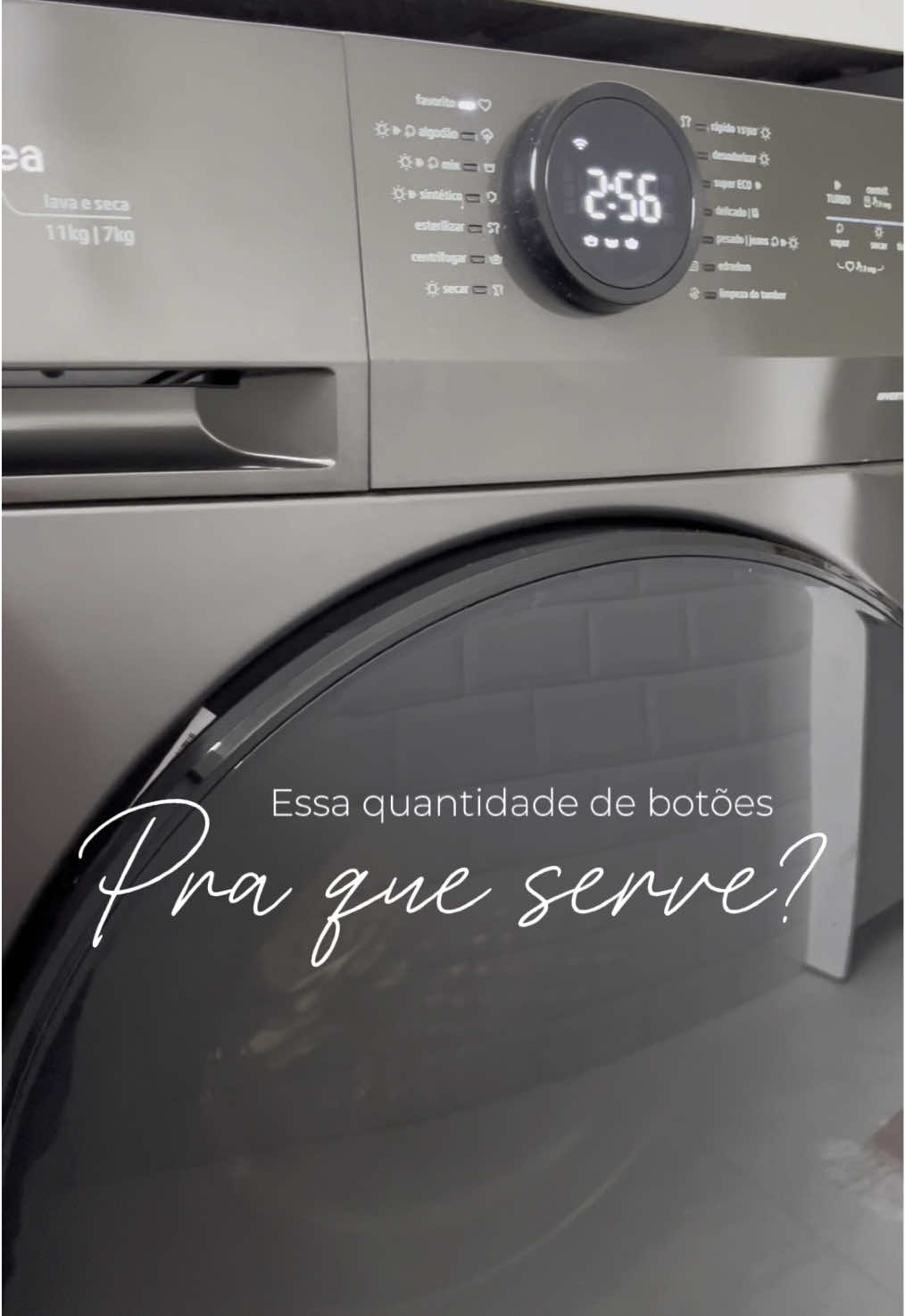 Antes eu achava que era só enfeite.. 🤭😅 Mas não! Cada botão tem uma função, o que deixa cada ciclo de lavagem mais eficiente.  Você já sabia como usar sua lava e seca? #lavaeseca #lavaesecamidea #midea #mideahealthguard #lavaeseca     
