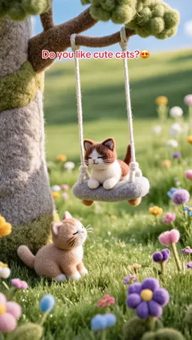 Do you like cute cats?😍❤️ #animation #cute #needlefelt #calming #cozy #nature #cat #animals #satisfying #felt #plush