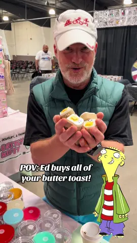 Our favorite Ed boy bought all of our butter toast clickers! 🥹 #ededdneddy #buttertoast #nostalgia #cartoonnetwork #fidgettoys 