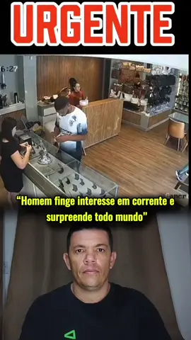 “Flagrante absurdo! O homem entra na loja, finge ser cliente, prova a corrente e… simplesmente vai embora sem pagar! O que você faria nessa situação? 🤔 #Roubo #Flagrante #Viral 