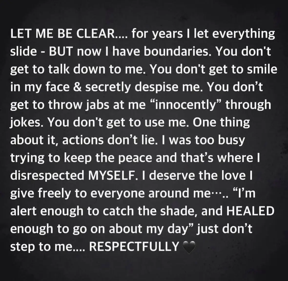 Because I’ve finally had enough! I’m NO longer making spaces for people who won’t even do right by me in conversations to others. I’m starting to realizing that my disease of people please has become more of a Dis-Ease to me, I am worthy of the love and grace that I’ve given others. No more shirking myself to make others feel better about themselves. No more putting my pain aside to be present for yours. No more playing down my happiness because I don’t want you to feel bad in your sadness. I am me, I am beautiful, I am flawed but I’m worthy!  #ladymostyle #lovingmyself #peoplepleaser #fyp #sarahjakesroberts #iamworthy 