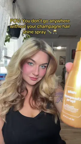 @Hally Hair my favorite. Cheers to you for making such a delicious shimmer spray. 🍾 #hairtok #hallyhair #hally #shinespray 