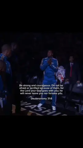 (Day 27) Deuteronomy 31:6 reminds us to be brave and not let fear control us. God promises to stay with us, help us, and never leave us, no matter what we face. We can have courage because we are never alone. #jesus #god #bible #bibleverse #everyday #godisgood #johnwall #basketball #NBA