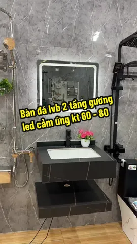 Bàn đá lavabo 2 tầng gương đèn led cảm ứng cao cấp. Kt 60 - 80cm #bandalavabo #haitang #xuhuong #thietbivesinh #thietbigiadung #thietbivesinhcaocap 