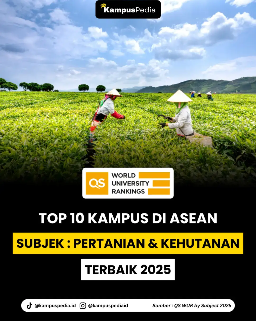 Sumber : QS WUR by Subject 2025 #kampuspedia #jurusan #jurusankuliah #pertanian #kehutanan #ipbuniversity #universitasgadjahmada #universitimalaya #indonesia #malaysia #thailand #philippines #fyp #fypシ #fypシ゚viral #fypindonesia #2025 