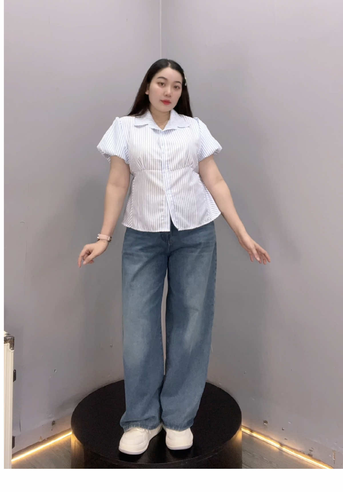 Quần ống suông phối áo sơ mi đơn giãn nhưng xinh #CapCut #conhobigsize #thoitrangbigsize #ươc_duoc_len_xu_huong #quansuong 