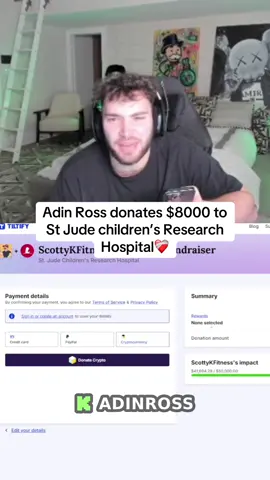 Adin Ross donates $8000 to St Jude children’s Research Hospital❤️‍🩹 #adinross #fyp