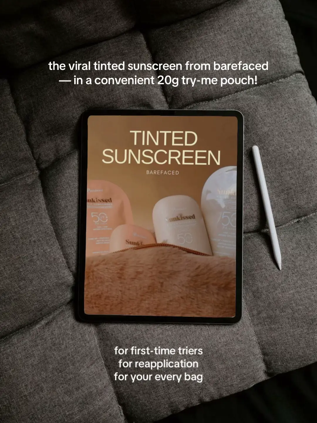 i love brands who listens!! no more guessing what shade fits your skin, our fave tint is now in 20g pouch 🤍 #barefaced #tintedsunscreen 