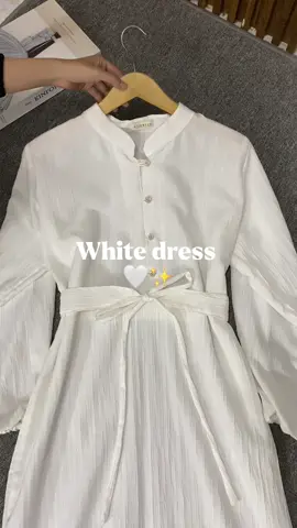 White dress 🤍✨ #dress #ootdhijab #fyp #foryou #kondanganoutfit 