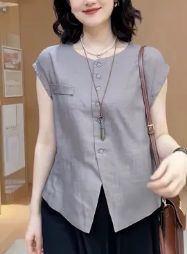 [A22] Áo Sơ Mi Vải Đũi Tơ Hàn Tay Hến Vạt Chéo Cách Điệu#somi#dulich