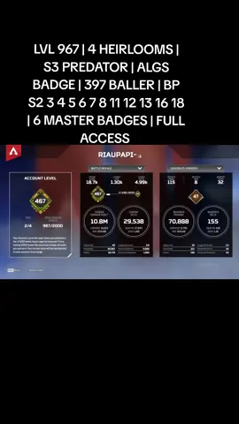 #ApexLegendsAccount #ApexAccountForSale #ApexLegendsMarket #ApexBoosting #ApexSmurfAccount #ApexMainAccount #ApexLegendsPredator #GamingCommunity #FPSGames #ApexPlays #GamerZone #GamingLife #ConsoleGaming #ApexClips