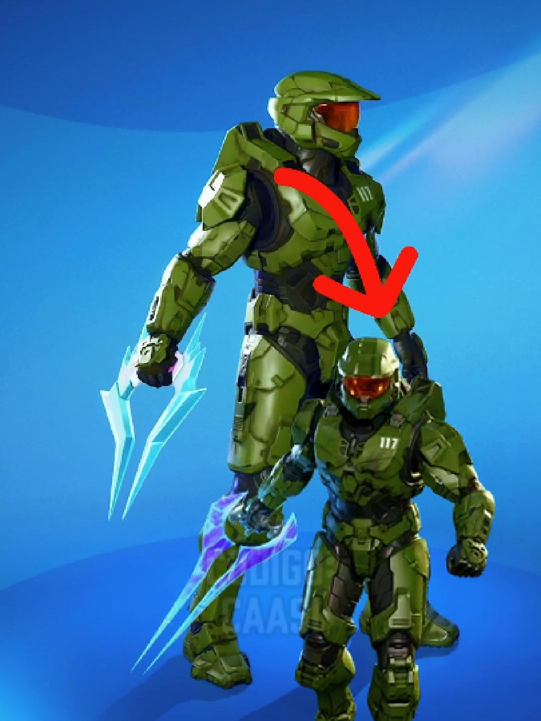 Ya solo falta una cortana y el jefe esta completo #fortnite #Halo #jefemaestro117 #humor