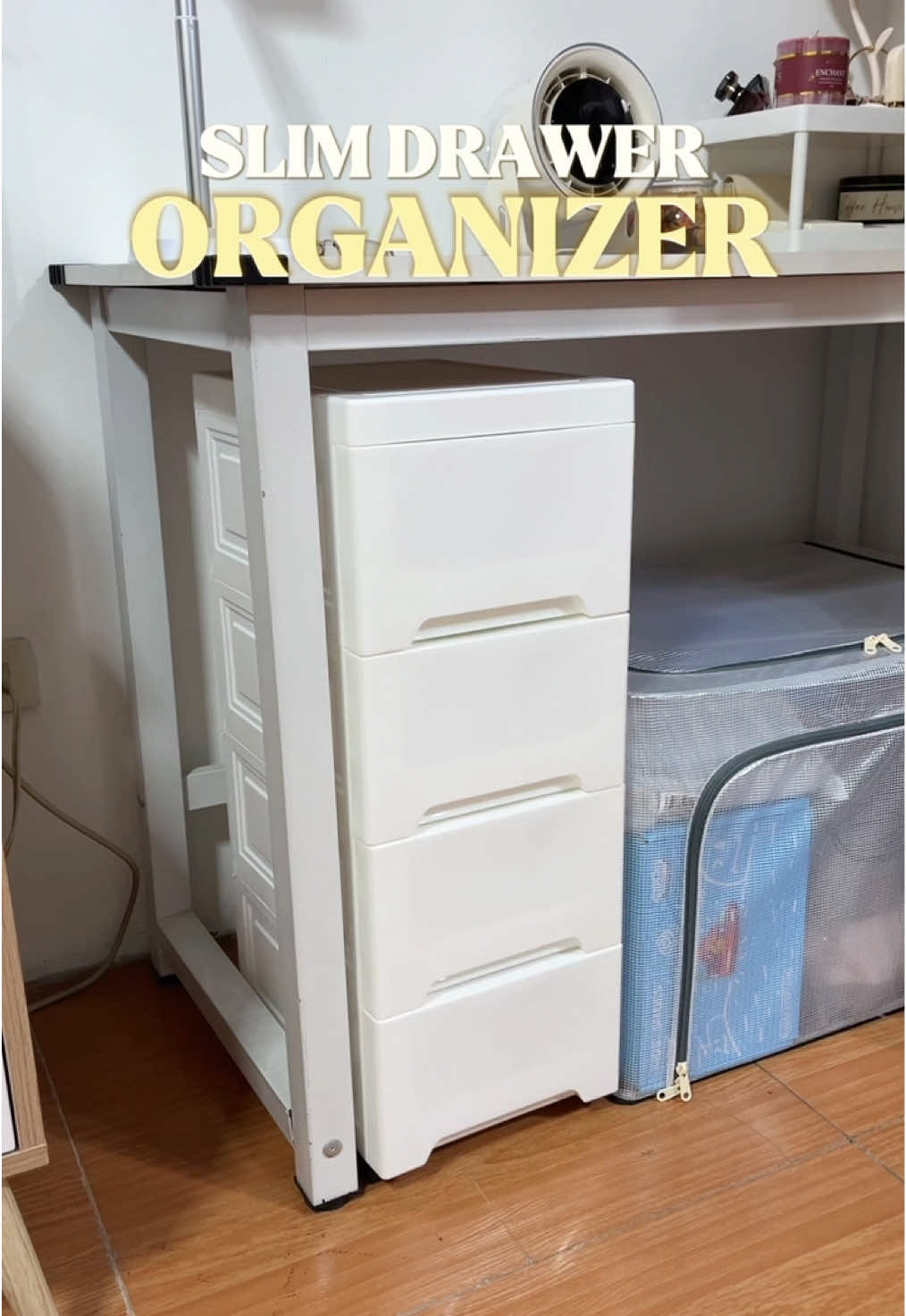 Slim and sturdy drawer cabinet for small spaces! 💖 must have! #drawercabinet #plasticdrawer #drawerorganizer #undertabledrawer #drawerstorage #storageorganizer 