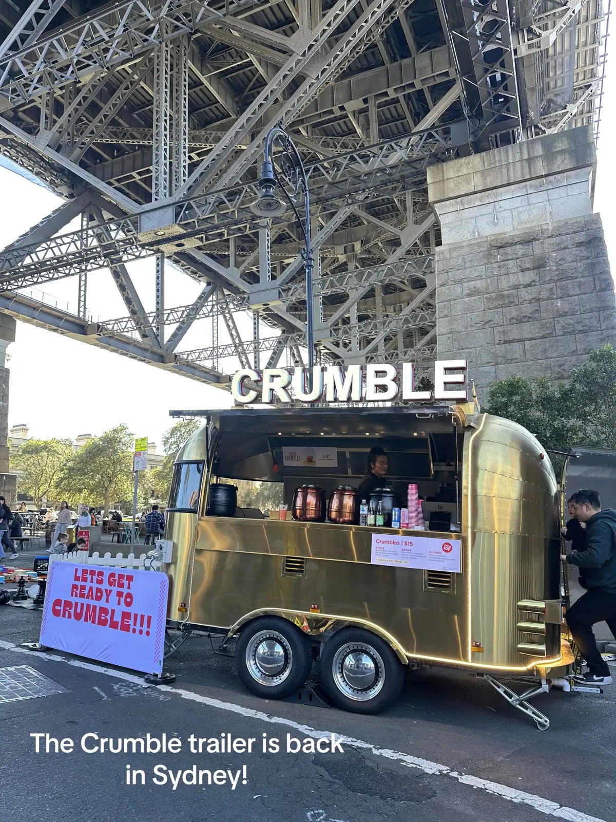 Fancy a cheeky apple crumble?  📍The Rocks Market (under Sydney Harbour Bridge)  🗓️Sat & Sun 19-20th, 26-27th July  ⏰10am -5pm  #cheekycrumbles #sydneydessert #sydneymarkets #applecrumble #berrycrumble 