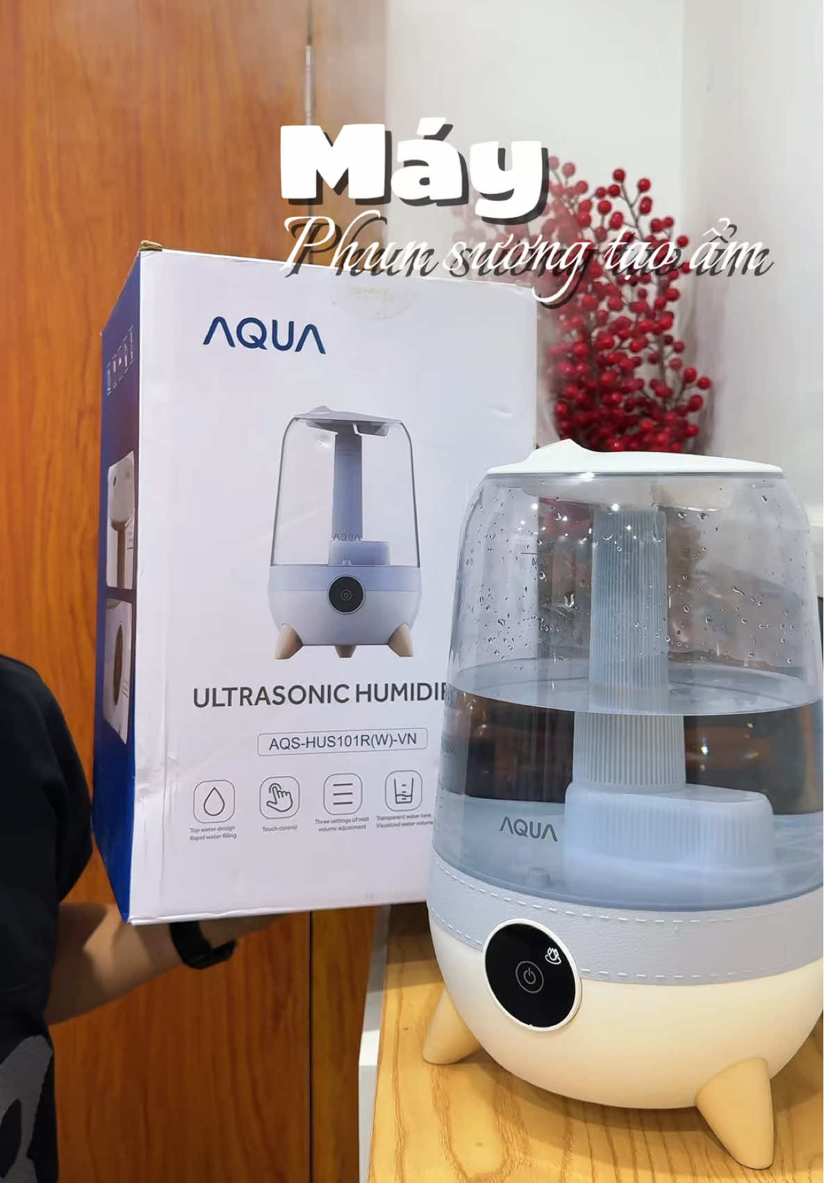Máy phun sương tạo ẩm , có khay đựng tinh dầu AQua chính hãng #haohomhinh 