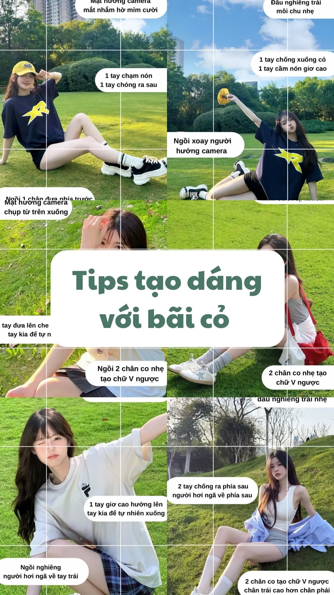 Không biết tạo dáng? Bãi cỏ là background cứu cánh nè 😉🥰 #mechupanh #chupanh #tipschupanh #taodang #chupanhngoaicanh 