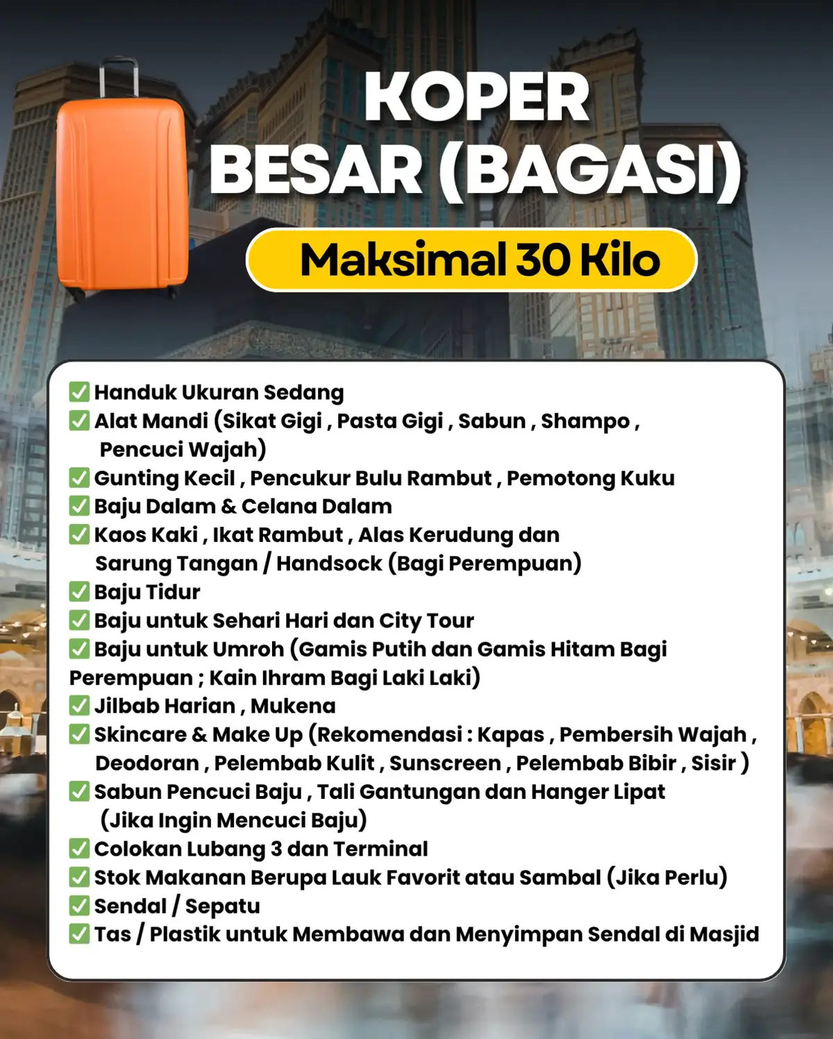Tips Isi Koper Bagasi dan Kabin Jamaah Umroh Versi Akhwaaat (Versi Gambar) #UmrohMudah #UmrohAmanah #UmrohaBackpacker #Umroh2025 #TripUmroh #SemuaBisaUmroh #SejutaSantri #JadiHafizQuran #MasjidSehatIndonesia #BundaPreneur #KhadijahMuda