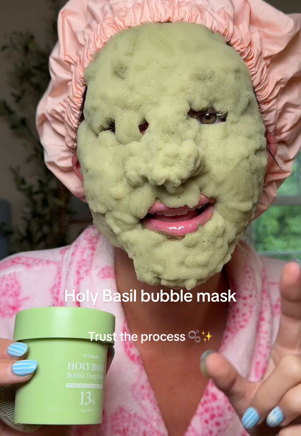 This Holy Basil bubble mask is the perfect skin detox 🫧 Perfect for a quick skincare reset! @P.CALM  #holybasilbubbledeepmask #skincare #detoxmask #skincareroutine #deepcleansingmask #selfcareathome #clearskingoals #glowingskin 