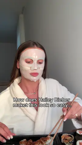 Tell us Hailey … Mask from - @medicube global  #fyp #haileybieber #sushi 