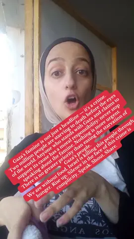 Gaza's famine is not just a headline — it's a crime. Two million people are starving to death before the eyes of the world. Anyone who stands with Gaza and claims to support its cause has a moral responsibility: never stop speaking about the famine. Nothing is more urgent. There is no greater priority than easing the starvation of Gaza's people. We are without food. Israel is killing this people through hunger. Rise up. Silence in the face of this crime is complicity. Speak. Shout. Share.#savepalestine #family #fyp #savemyanmar #foryou #viral #savgaza #saida #fypage #save20 