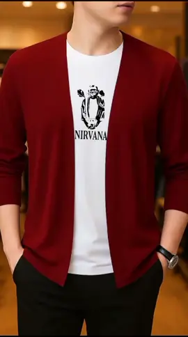 Kaos Lengan Panjang Cardigan V-neck atasan rajut pria  #kaosrajutpria #fyp #viral 