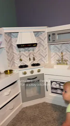 You guys!!! It’s the perfect play kitchen, we LOVE it. And it’s on TikTok now and there are so many colors!! #playkitchen #woodenkitchen #playroom #montessori #PretendPlay 
