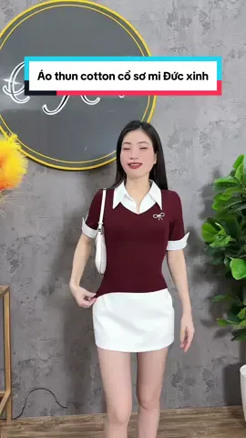 Áo thun cotton cổ ĐỨC xinh #aopolo #aothun #aothunnu #aothuncotton #aothundep #aophoicosomi #xh #thoitrang #thoitrangnu #thoitrangtiktok #thoitrangcongso #thoitrangtrungnien #hangdieu 