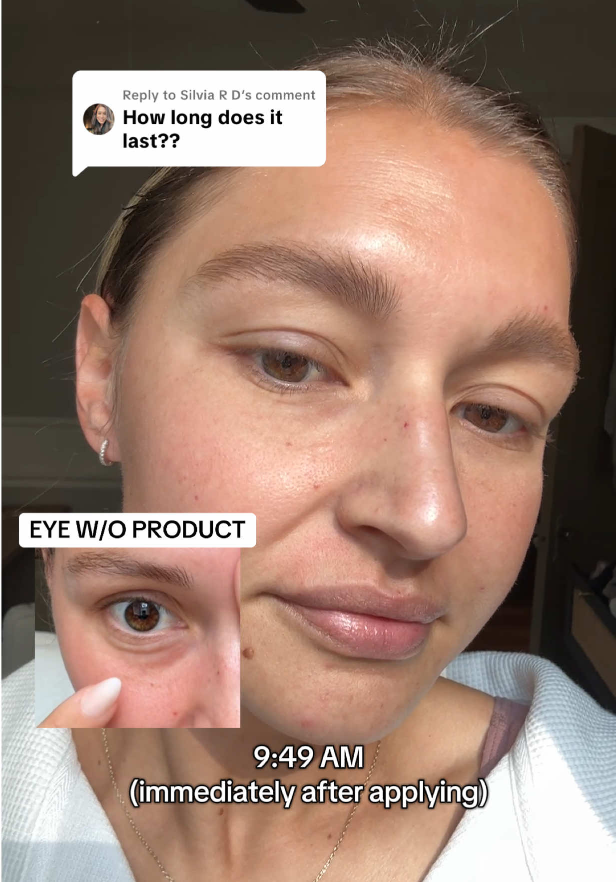 Replying to @Silvia R D timestamp of wearing the @Peter Thomas Roth Labs temp infant eye tightener for a full day. I think hydration is key it for it to not look flaky at the end of the day like it did for me! #peterthomasrothinstantfirmeye #viralskincareproducts #peterthomasroth  