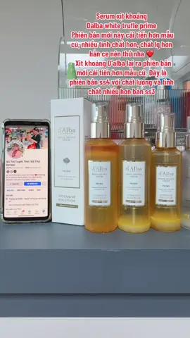 Xit khoang dapla Phiên bản mới này cải tiến hơn mẫu cũ, nhiều tinh chất hơn, chất lg hơn hẳn ce nên thử nha ❤️   Xịt khoáng D'alba lại ra phiên bản mới cải tiến hơn mẫu cũ. Đây là phiên bản ss4 với chất lượng và tinh chất nhiều hơn bản ss3