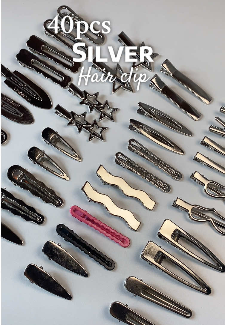 so pretty hair clip🫶🏻 #hairclip #hairclipset #setofhairclip #hairaccessories #silverhairclip #accesoriesforhair #clipforhair #haiclips #sethairclip #metalclips #fyp #foryou #trending 