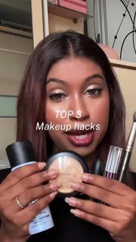 Top 3 makeup hacks — comment if there’s anything you personally do as a hack!✨#settingspray #glowyskin #glossylips #makeuphacks #tipsandtricks 