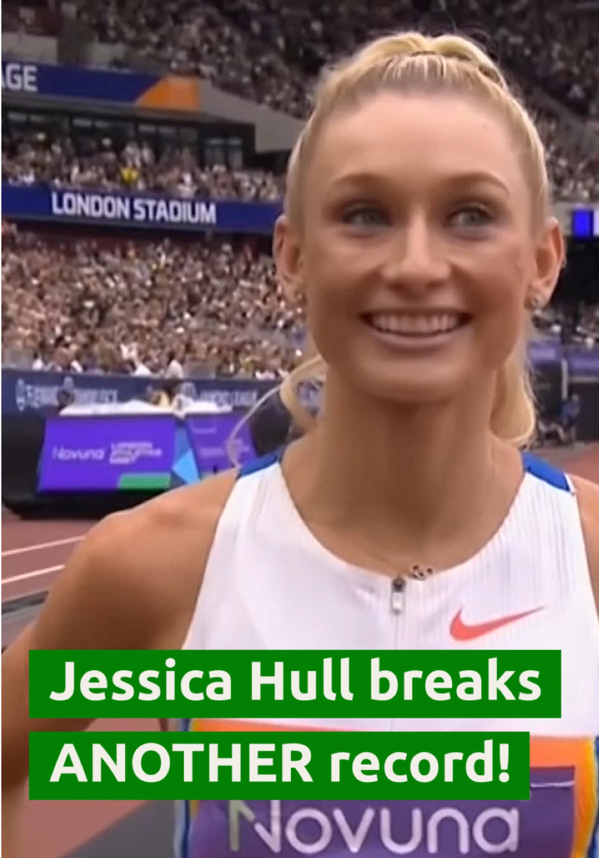 🏃‍♀️💨JESS HULL BREAKS ANOTHER RECORD! With a time of 4 minutes and 13 seconds, Jessica Hull broke the 🇦🇺 Australian women's 1 mile record! Gudaf Tsegay of  🇪🇹 Ethopia would finish in first and also break her own national record with a time of 4 minutes and 11 seconds!