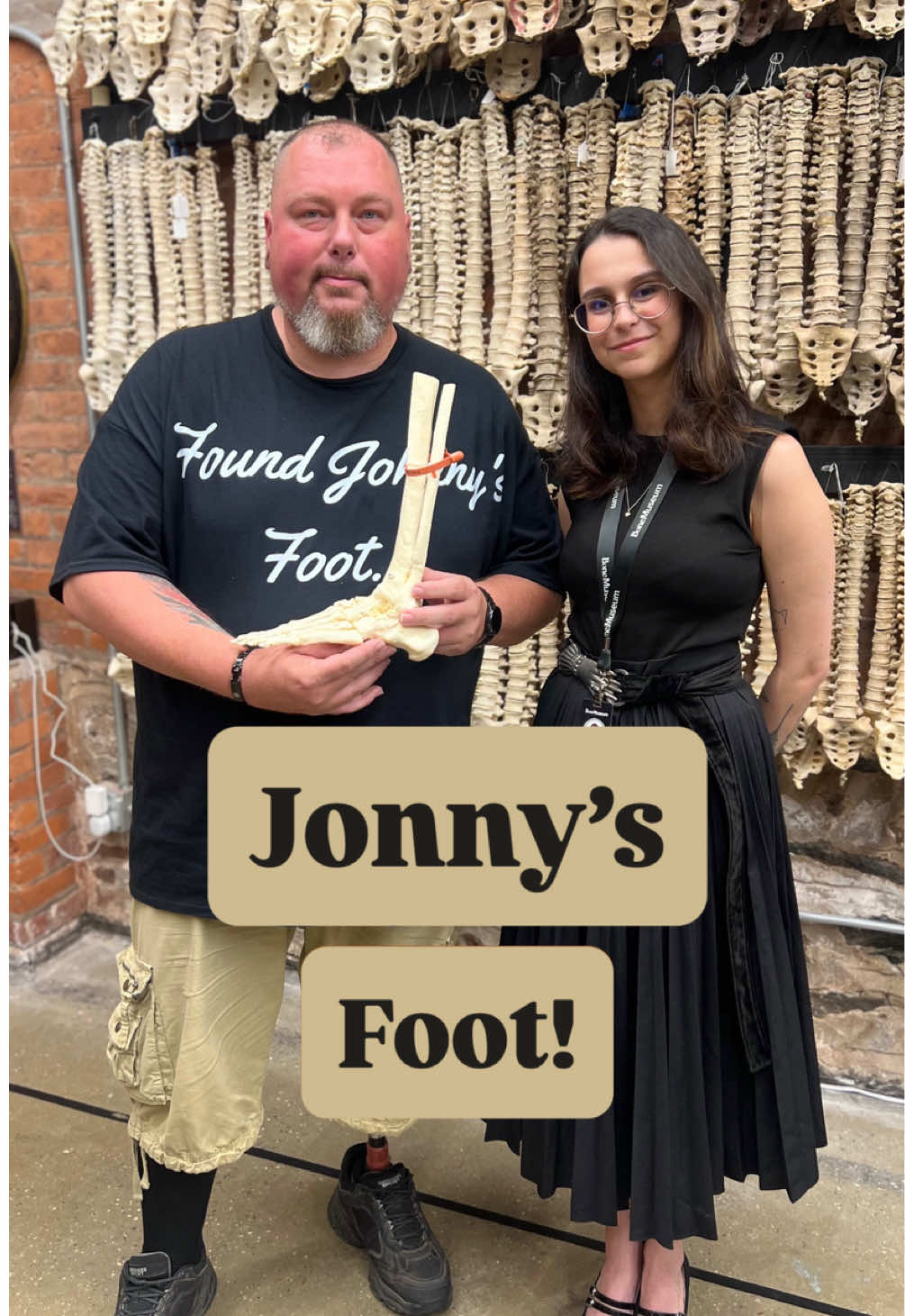 This Sunday, July 20th, we’re hosting a very special event at The Bone Museum. Johnny—who underwent a below-the-knee amputation in 2015 and made the extraordinary decision to have his leg skeletonized—will be joining us in person to share his story of resilience, transformation, and reclaiming one’s narrative. We’re honored to have both Johnny and his actual leg on display in the museum as part of our collection. July 20th he’ll be here to meet guests, answer questions, and shed light on what it means to turn trauma into education.