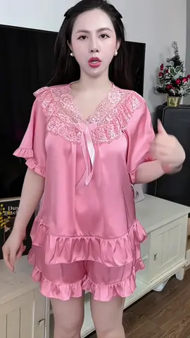 Bộ đồ ngủ lụa latin- cổ nơ viền ren- không túi#dobonu #dobomacnha #doboxinh #bongulua #thoitrangnu #xuhuong 