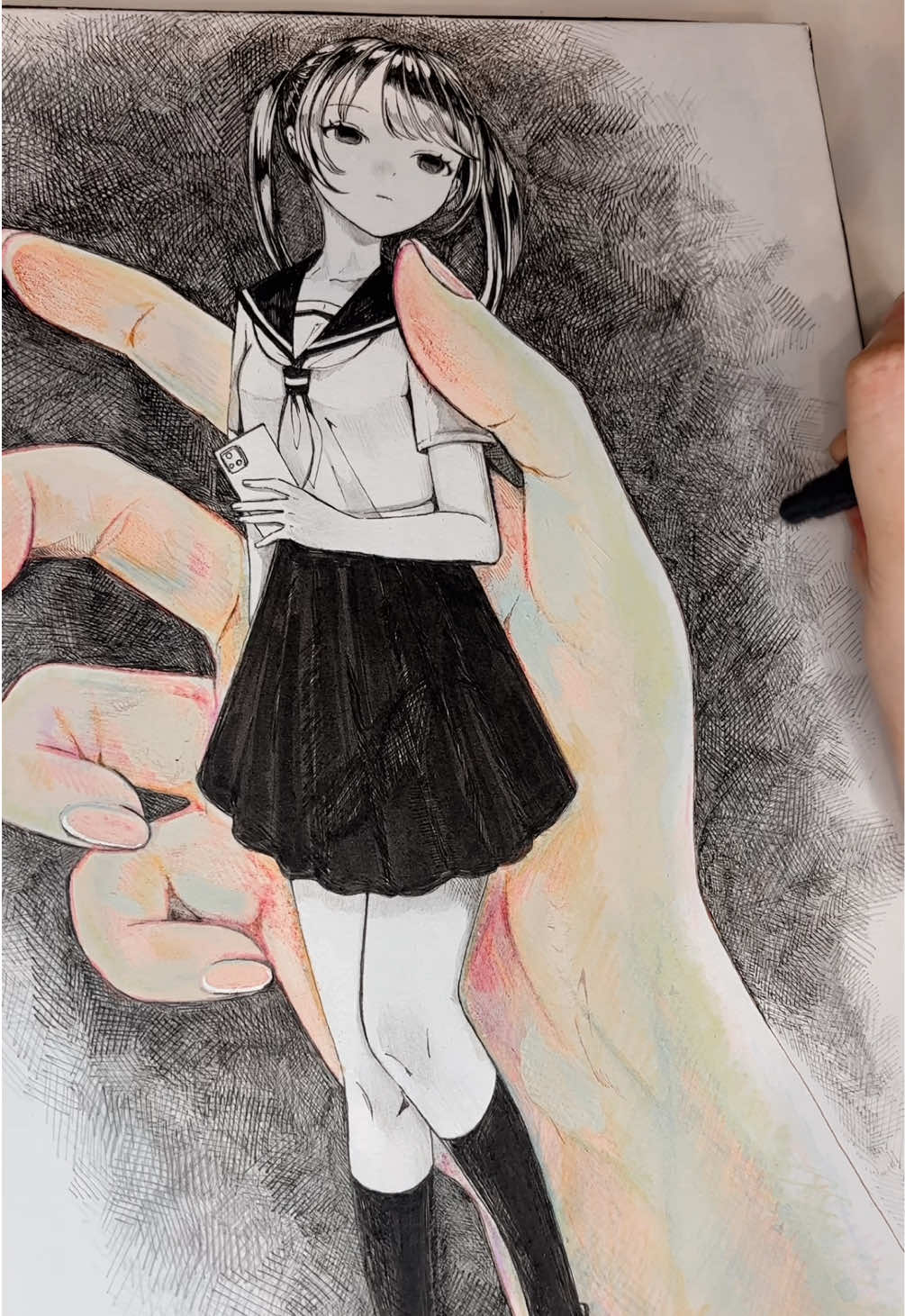 手のひらサイズのイラスト　#アナログイラスト #イラストメイキング #イラストレーター　