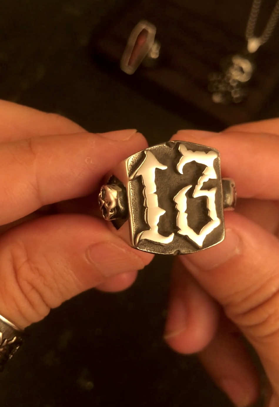 Lucky 13 Ring #lucky13 #ring #menring #skullring #gothicring #bikerring #punk #rock #ringformen #stainlesssteelring 