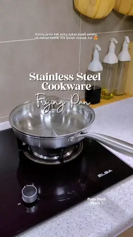 Pan nie antara yg rasa kukuh pernah sye pegang, dalam dia gred 316, berat elok, tak licin masa angkat, sye suka sebab nampak simple tapi rasa padu 🫶🏾🤎 #stainlesssteel #stainlesssteelpan #stainlesssteelcookware #fryingpan #kitchenware 