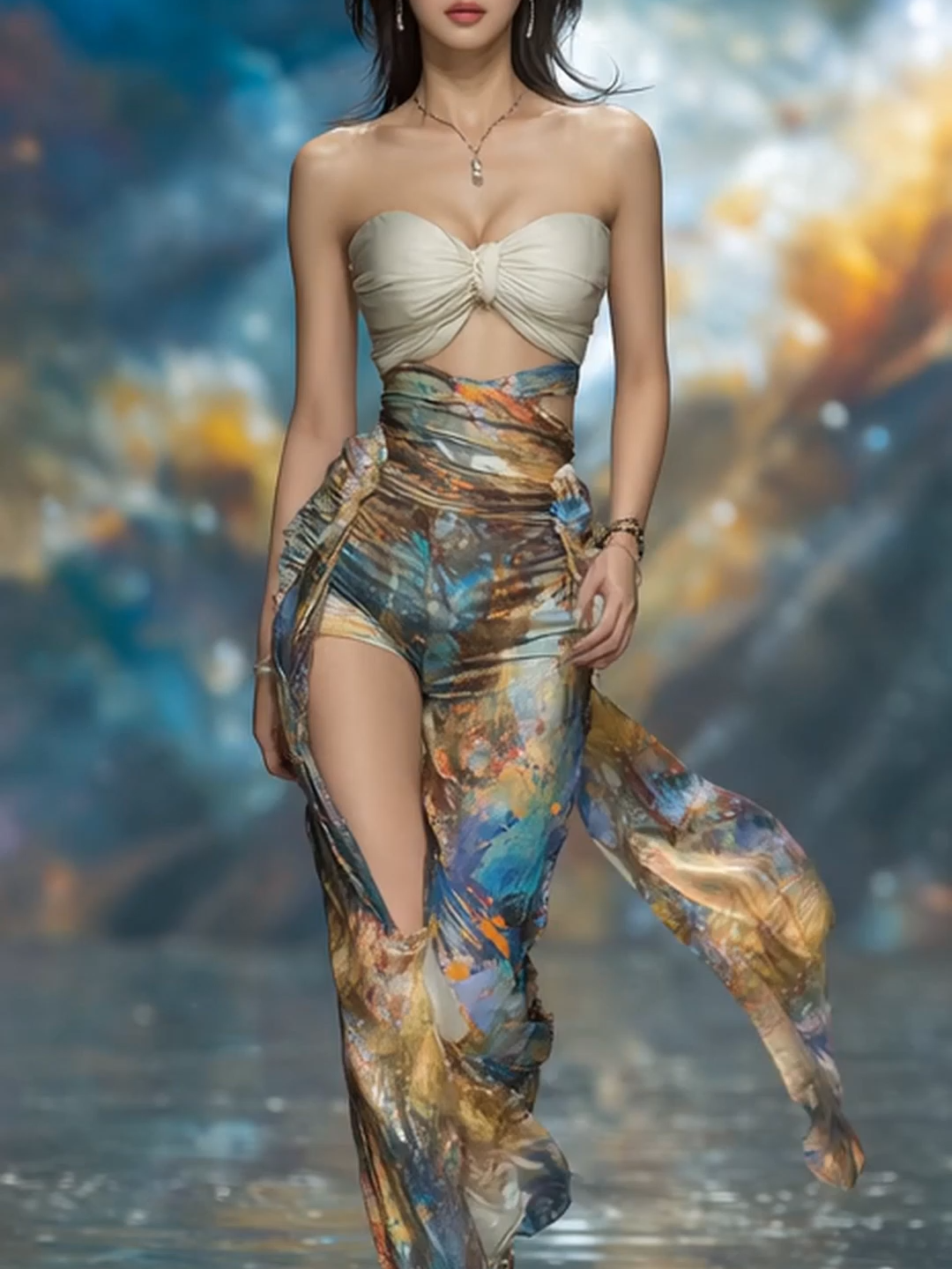 3명의 모델 등장! 런웨이 숨 막히는 분위기에 압도 #모델 #AI #댄스 #감성 #움직임 #model #Dance #Emotion #Light #Movement