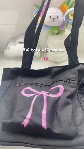 Túi tote vải canvas đựng đồ đi học cỡ lớn đựng vừa laptop#tuitote #tote #tuideocheo #tuinu #viral 