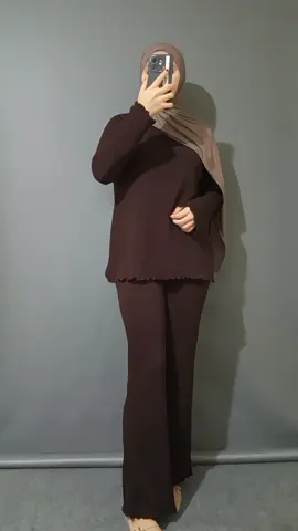 Denacollection Setelan Fuji Celana cutbray bahan knit japan premium