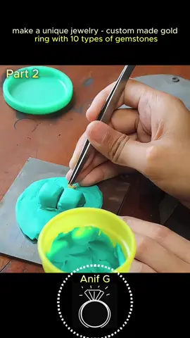 Make a unique jewelry custom made gold ring with 10 types of gemstones part 2#gold #DIY #ring #pedan #trending #foryoupage #viral #jewelry #jewelrymaking #making 