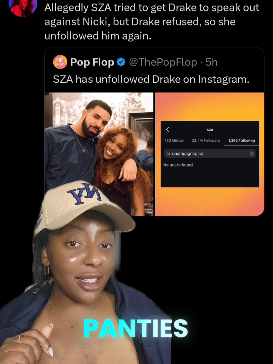 Allegedly SZA asked Drake to speak out against NIcki Minaj and when he refused she unfollowed him...AGAIN! Is SZA a crybaby? #sza #drake #drakefans #nickiminaj #thebarbz #champagnepapi #kendricklamar #kendricklamarfans #kendrick  SZA unfollows Drake