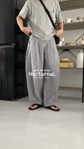 quần dài kẻ sọc ống cong nhà Nocturnal form đẹp quá mọi người ơi ✨🏖️🌩️#quandaikesoc #nocturnal #macdepmoingay #fitcheck #unboxing#thoitrang #muataitiktok 