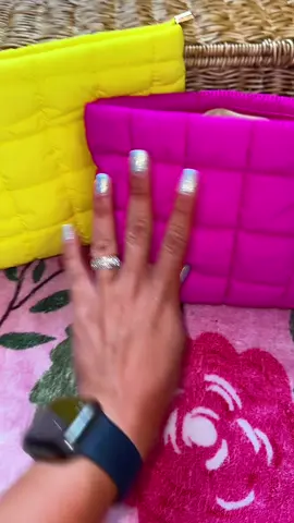 Quilted puffer bags💛🧡🩵 so many colors, cute as purses too  #quiltedbag #pufferbag #bags #bag #purse #puffertote #makeupbag 