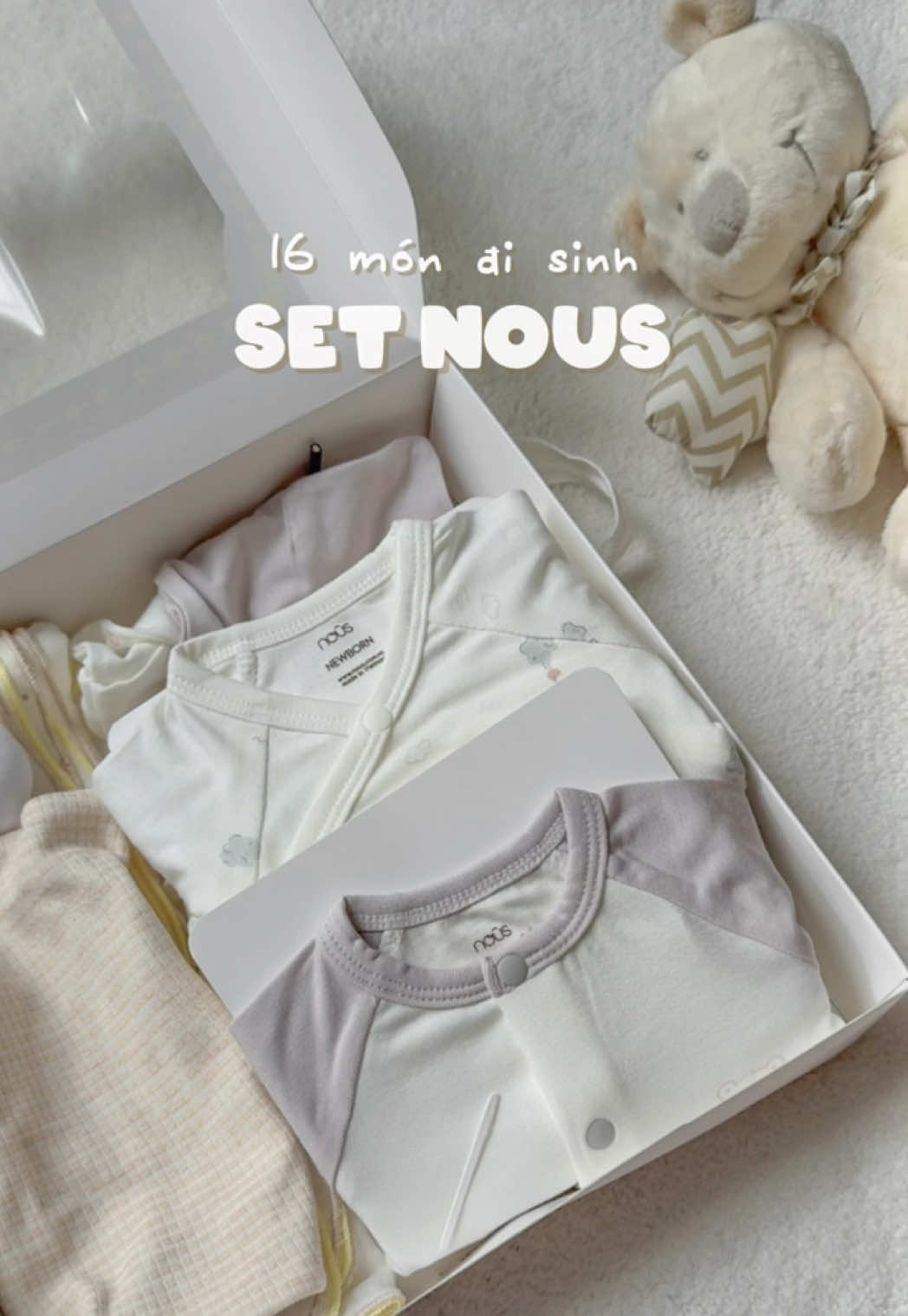 Cùng mẹ Shin unbox set đồ đi sinh 16 món của Nous có gì nha 🫶🏻 #nous #mevabe #meshinthuine #nousbaby #dososinhchobe #newbornclothes #combodisinh 
