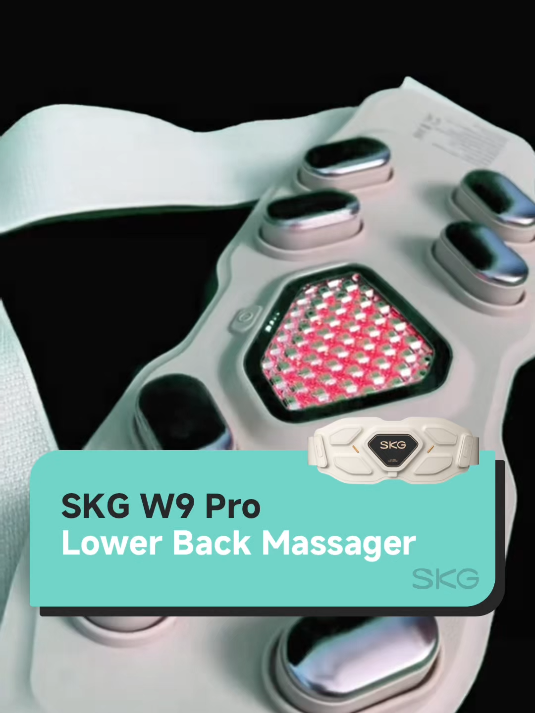 The SKG W9 Pro is a portable lower-back massager with heat, vibration, TENS pulse therapy, and red-light treatment. It offers app control, 9 intensity levels, and up to 120 minutes of use—ideal for relieving lumbar tension anytime, anywhere. #SKG #tiktokmademebuyit #fyp #massager
