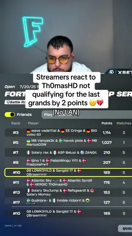 For the first time, Th0mas won’t be at LAN 🫢😔 #fyp #fortnite #fncs #peterbot #mrsavage 