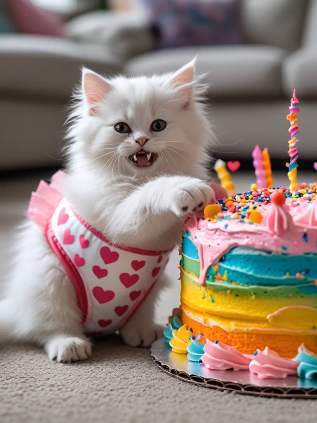 #aicat A rainbow cake turns into total chaos! 🎂😹 Our fluffy kitten makes a mess, gets a wild bath, floods the house, and digs up the backyard—all while laughing! Meanwhile, poor Dad the cat is just trying to keep up… 💦😤 #kitten #funnycat #catdad #catanimation #cartoonshorts #fyp #aianimation #catvideos