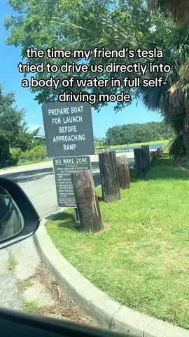 @💪🥭🍓🍯🫐🍠carson🍳🥩🥜🥦🥑💪 the car didn’t stop until he took over and hit the break. we were almost in the water #tesla #selfdrivingcar #fypシ゚viral #humor #jet2holidays 