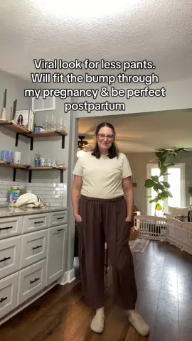 Viral pants that fit through pregnancy & will be perfect for postpartum #linenpants #bumpstyle #pregnancystyle #postpartumstyle #lookforless #comfortableoutfit #momootd 